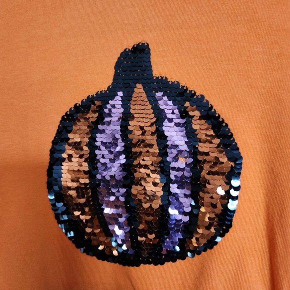 Cat & Jack Girls Halloween Sequin Pumpkin Dress - Size Large 10-12 - NWT - Picture 3 of 4